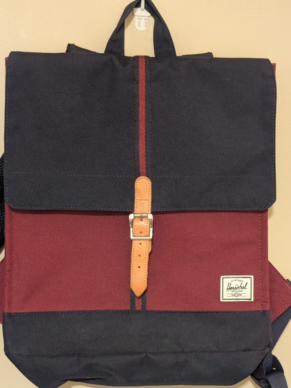 Herschel Supply Company Heritage Two-Tone Navy and Burgundy Canvas Backpack